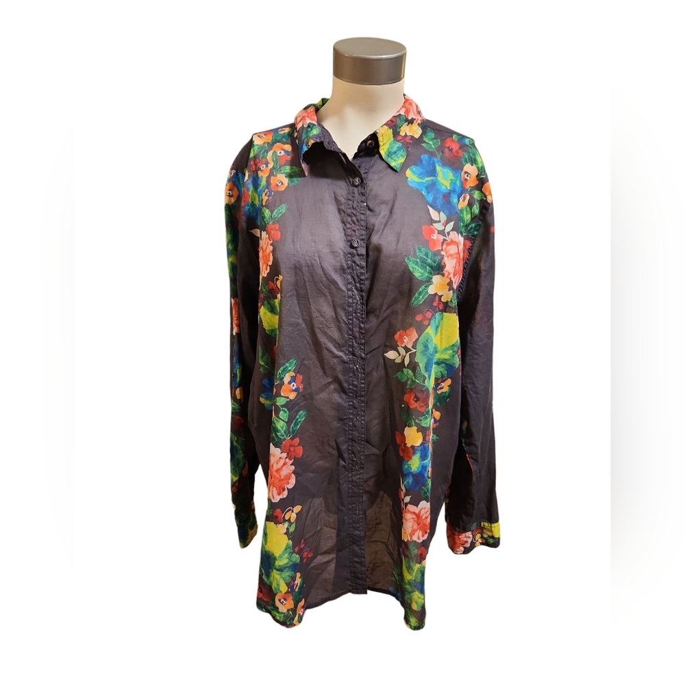 Johhny Was Floral Button-Up Shirt